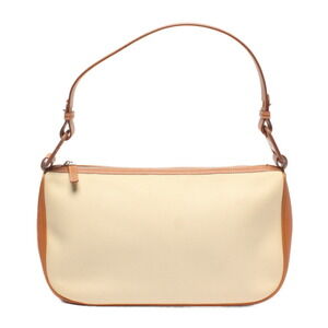 Salvatore Ferragamo shoulder bag Vala beige canvas leather White Tan